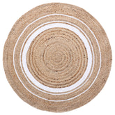 Kuber Industries Hand Woven Braided Carpet Rugs|Anti-Skid Round Traditional Spiral Design Jute Door mat|Mat for Bedroom,Living Room,Dining Room,Yoga,92 x 92 cm,(White)